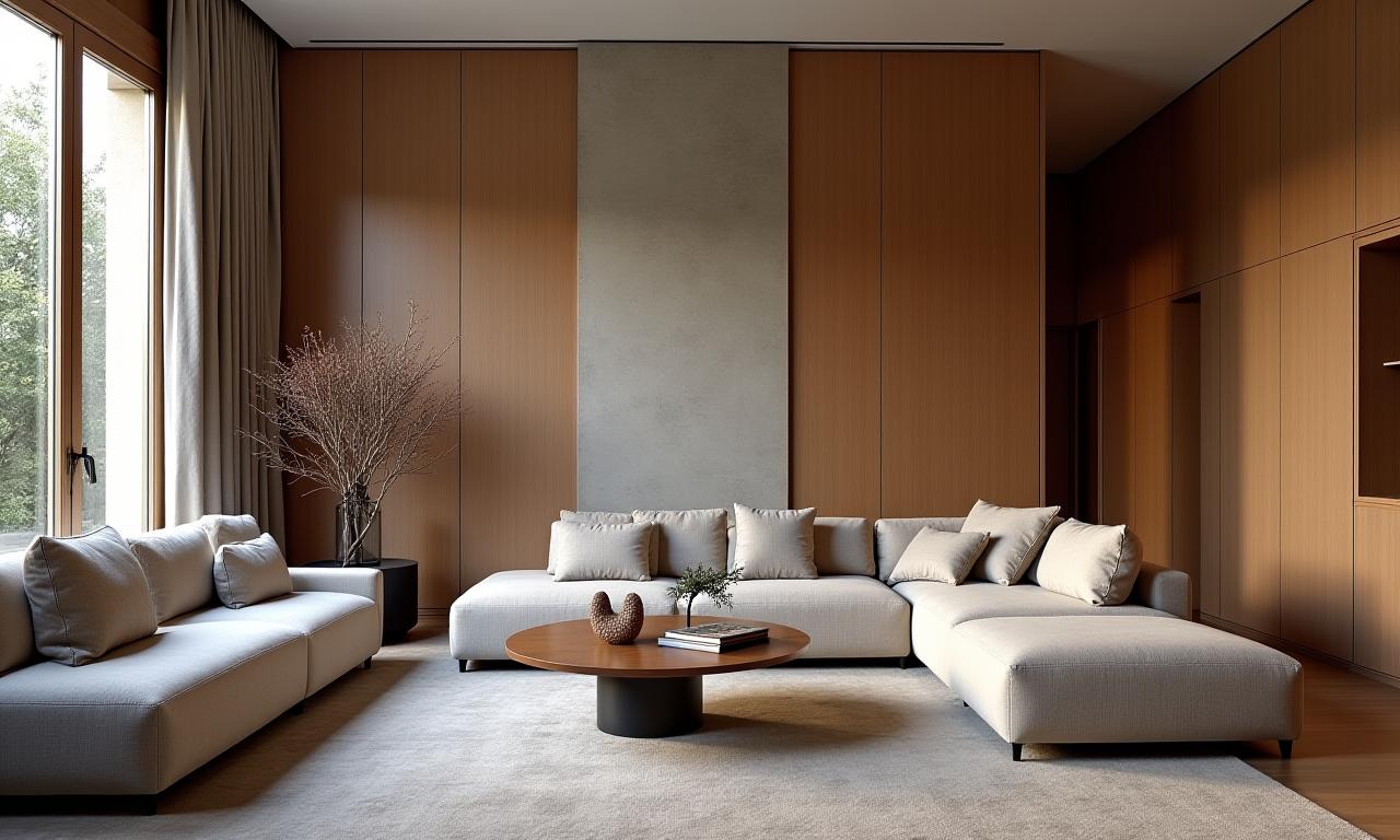 Projet architectural achevé, mobilier Bois de Roche mettant en valeur des intérieurs élégants