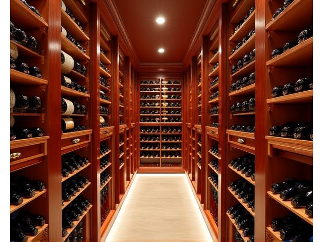 Cave à vin de luxe sur mesure en cèdre rouge avec éclairage LED