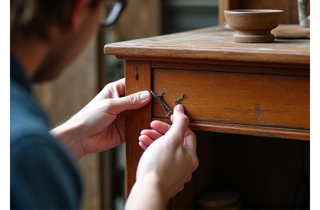 Artisan restaurateur travaillant sur un meuble ancien