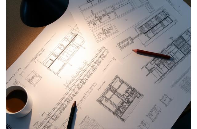 Plan architectural et croquis de design de meubles